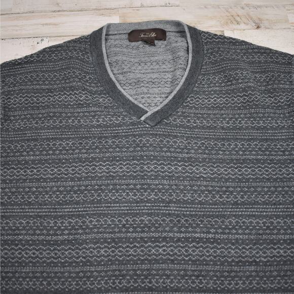 Tasso Elba gray pattern lightweight cotton pullover drapey sweater Men's xlarge - Picture 2 of 7